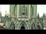 Establishing shots of St. Mary's Basilica church in Bangalore