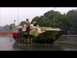 Indian Army tanks driven during Republic Day rehearsal