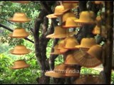 Jute hats for sale near Shanti Stupa at Dhauligiri