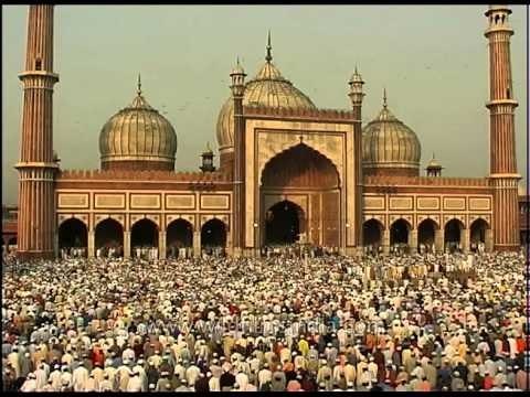 Muslims take part in prayer at Jama Masjid, Old Delhi