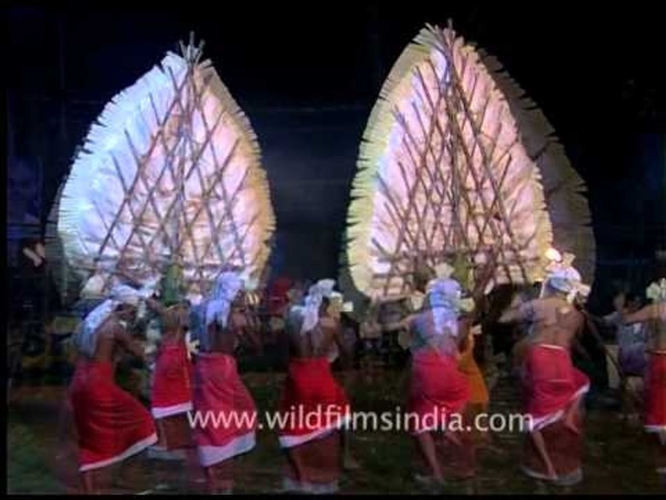 Masked dancers or Bhairavi Kolams performing at Padayani Festival, Kerala