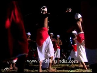 Padayani dancers reveling during the festival in Kerala