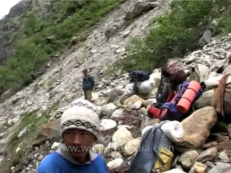 Adventurers resting on their way to Nanda Devi