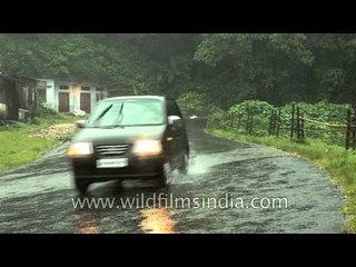 Maruti Wagon R on a wet road in Shillong, Meghalaya