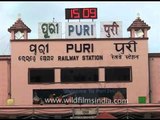 LED ticker displaying time at Puri railway station, Odisha