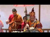 Buddhist monks performing fire rites in Leh