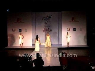 Satin dresses displayed at the fashion show in Delhi