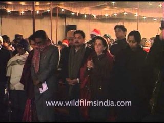 People attending Christmas service in Delhi