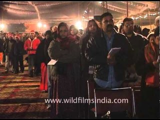 Christian priest sharing gospel to the people on Christmas