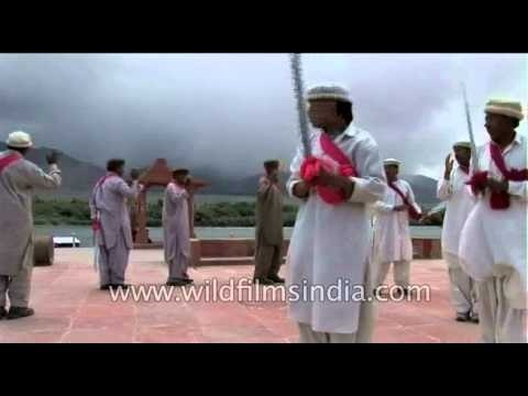 Ladakhi men performing Sword Dance in Leh
