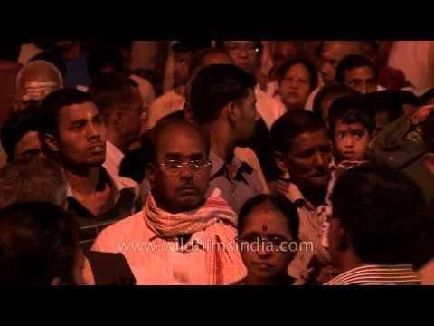 Huge crowd of devotees during Maha Shivratri at night, Varanasi