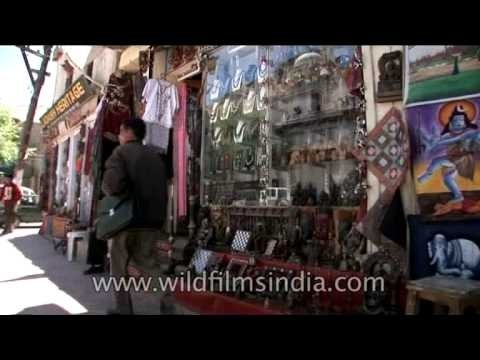 Religious Buddhist items sold in a local market in Ladakh