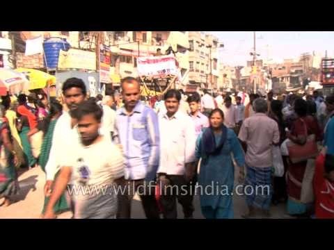 Crowds of Hindus during Maha Shivratri festival in Varanasi, India.