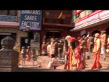 Naked Hindu holy men rallying towards Ganga Ghat in Varanasi for Maha Shivratri