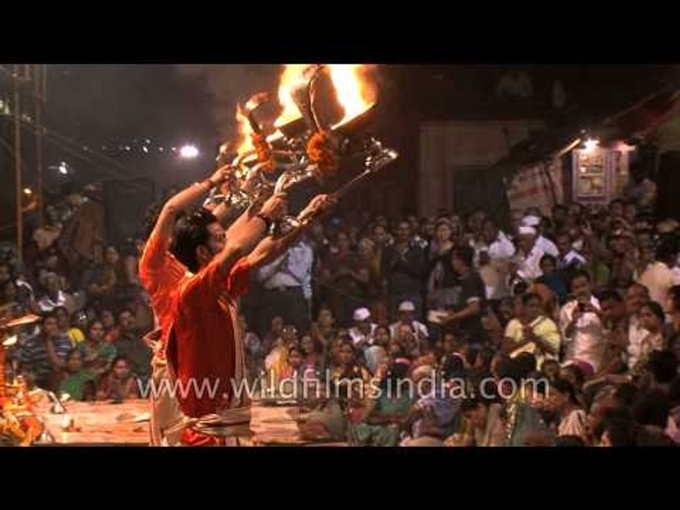 Night view of the holiest Hindu city: Varanasi