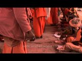Varanasi Shivratri Bandhara - Sadhus quietly eating prasad