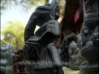 Ganesh showpieces made of clay displayed at Surajkund mela