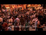 A massive crowd at Banaras during Ganga Aarti