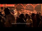 Time - Lapse of devotees attending Ganga Aarti in Varanasi