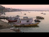 Boat houses at the Banks of river Ganga, Varanasi