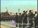 Military contingents synchronised march past at the Republic Day Parade, New Delhi