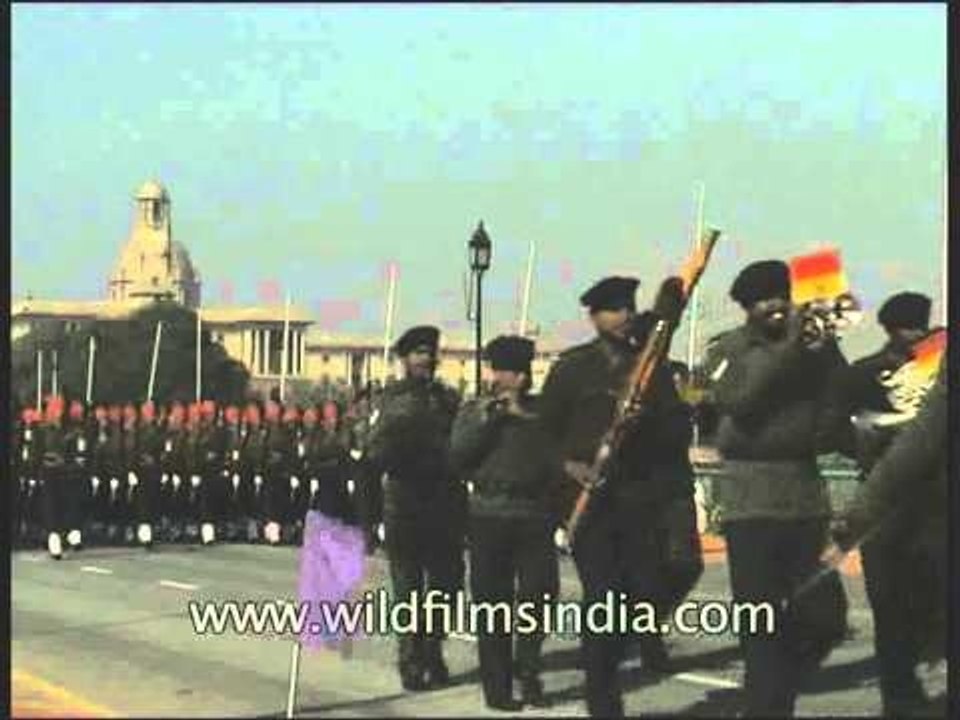 Military contingents synchronised march past at the Republic Day Parade, New Delhi