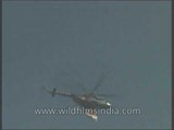 Helicopter flypast at the venue of Republic Day Parade in Delhi, India