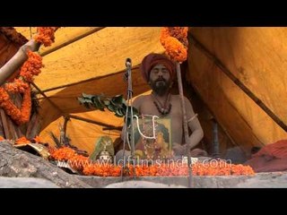 A Naga Sadhu in meditation at Juna akhada during Maha Shivratri