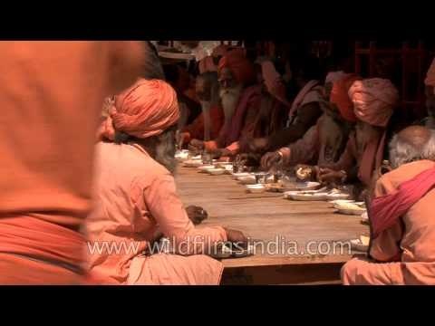 Holy saints gathered for special bhandara ceremony at Juna Akhada during Maha Shivratri