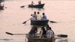 Tourists enjoying boating at the Holy river Ganga