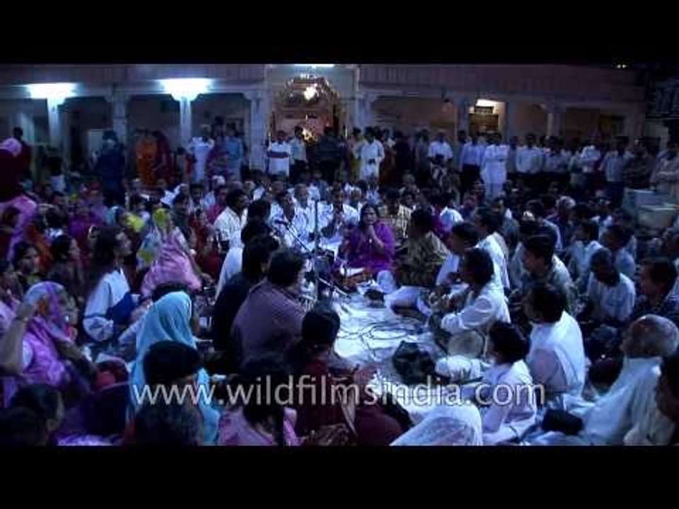 Devotees singing bhajans on the occasion of Holi festival