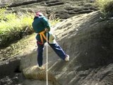 Rappelling makes tough descend easy, off a steep Himalayan cliff