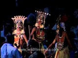 Congregation of masked dancers at the Padayani Festival in Kerala