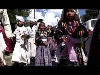 Procession through village during Kangdali festival at Pangu in Uttarakhand