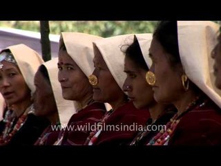 Women of rung tribe in traditional dresses and jewellery