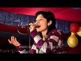 Kumaoni singer Khushi Joshi performing at Kangdali festival