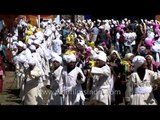 Rung tribe of Uttarakhand performing their traditional victory dance during Kangdali festival