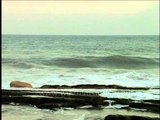 Landscape of waves rushing towards the shore