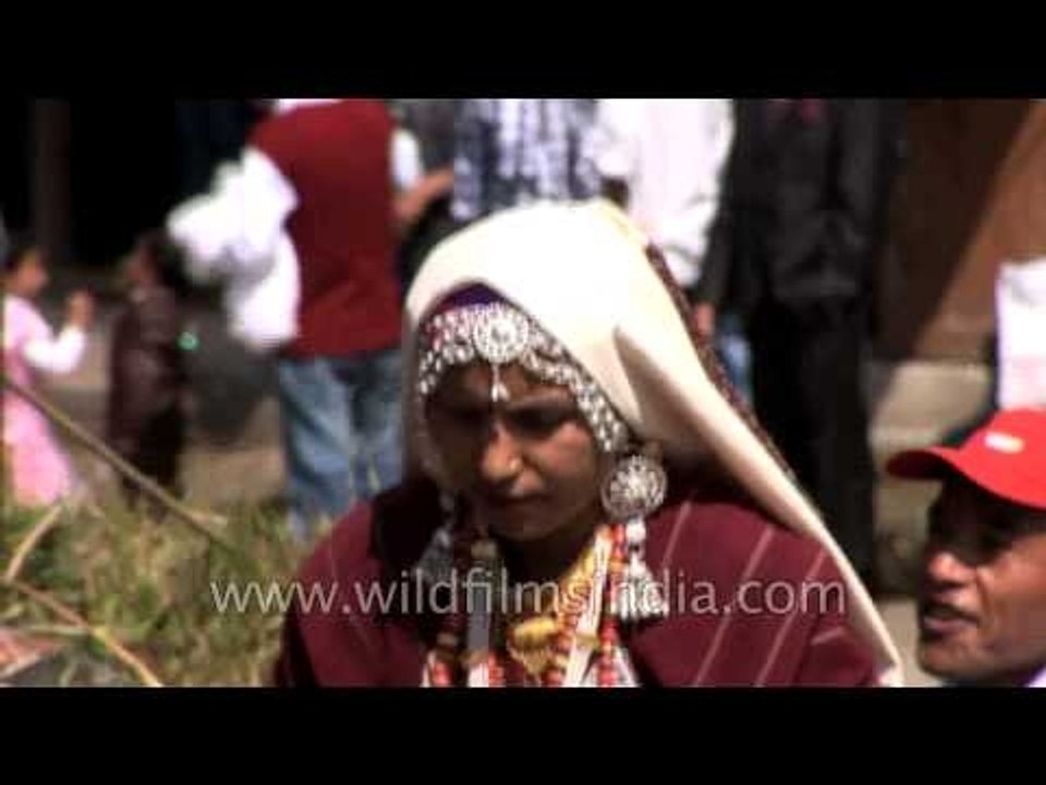 Women in traditional Rung dress in Pangu, Uttarakhand