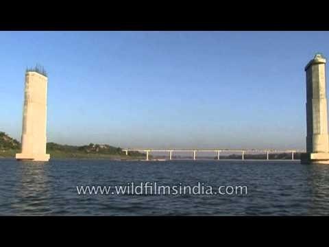 An incomplete bridge across the Chambal river, Madhya Pradesh