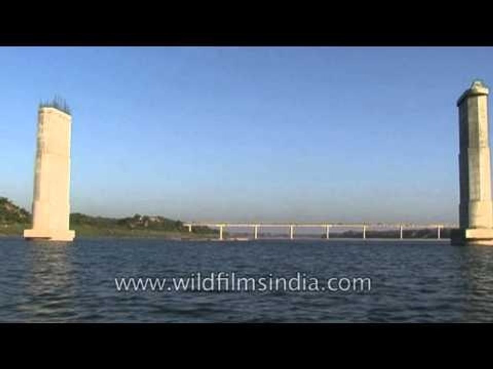 An incomplete bridge across the Chambal river, Madhya Pradesh