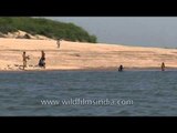 Bathing on the river banks of Chambal river, Madhya Pradesh