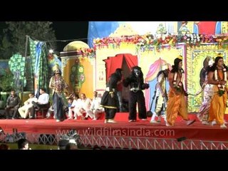 Artistes perform Ramlila during Dussehra at Red fort