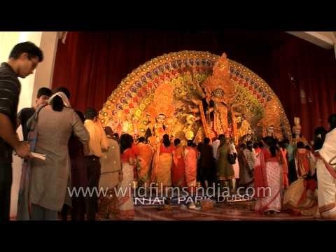 Devotees taking blessings from Maa Durga