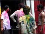Sloshed Indian men making clowns of themselves on Holi