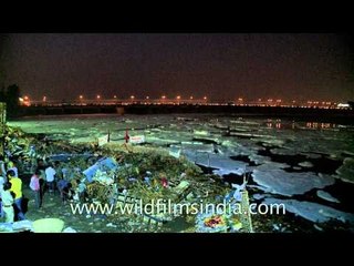 That's not ice floating on the Yamuna - it's detergent!