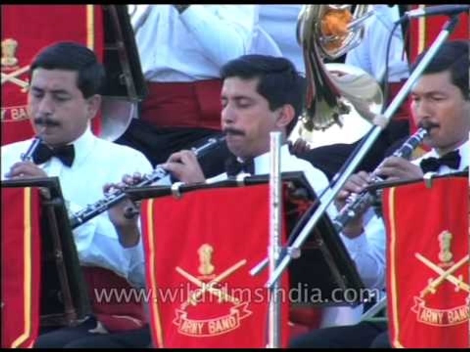 The Indian Army Symphonic Band performing on the India Gate lawns in the Capital