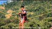 Ouch, balancing on the crotch! Arunachali man performing acrobatic gymnastics