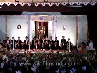 Mother's International School student singing at Aurobindo Ashram, New Delhi