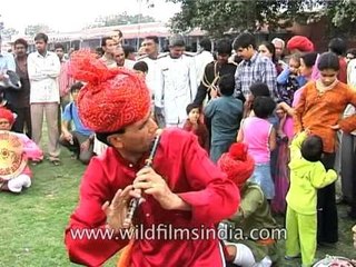 Video herunterladen: Folk musicians performing in open space at the Jaipur Elephant Festival